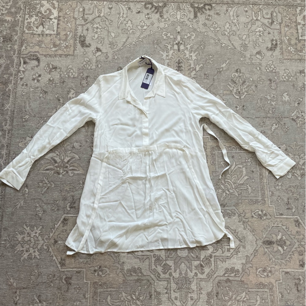 Seraphine empire tie woven maternity blouse